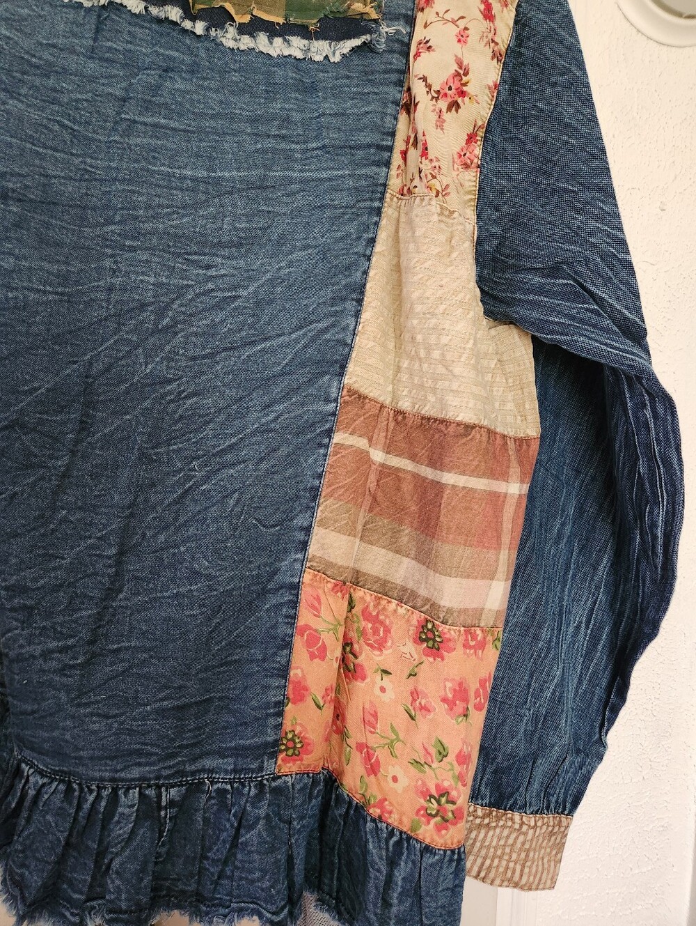 Young Threads Boho Patchwork Blue Denim Open-Front Jacket - Picture 9 of 12